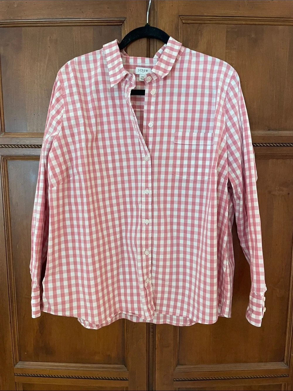 J. Crew Pink & White Gingham Button-Down Shirt - Picture 1 of 3